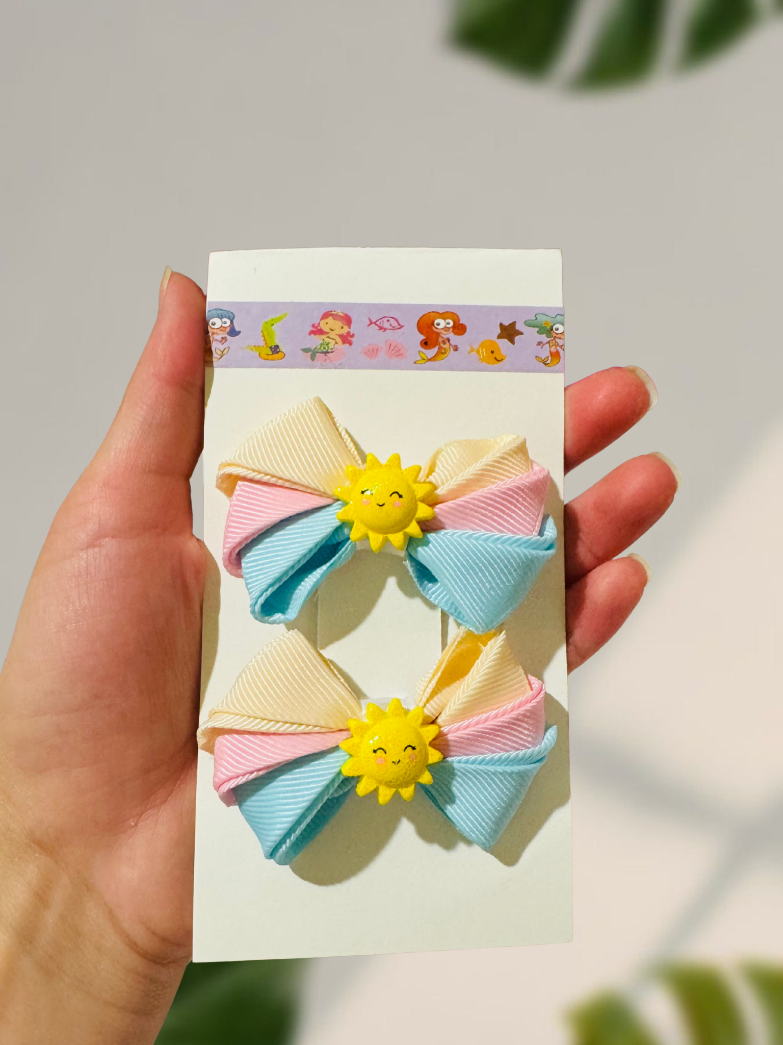 Pastel Sunshine Hair Bow – Soft Pastel Sun
